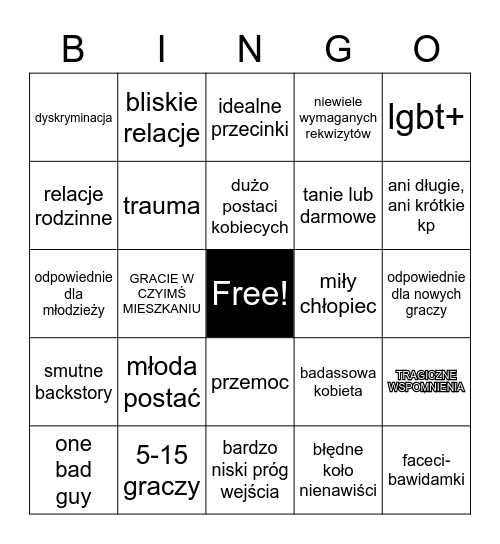 Nowy larp Ali Kuchty Bingo Card