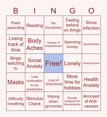 COVID-19 Bingo Card