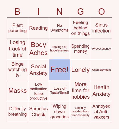 COVID-19 Bingo Card