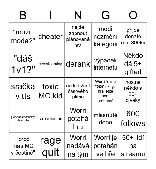 24 Hodiňák Bingo Card