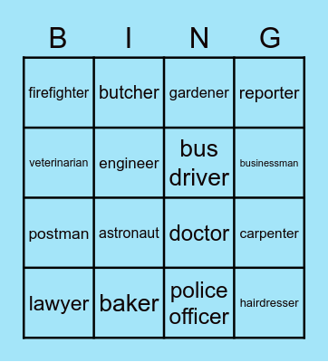 OCCUPATION Bingo Card