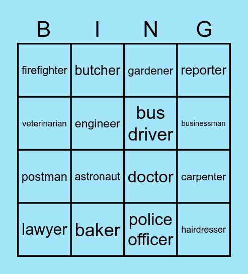 OCCUPATION Bingo Card