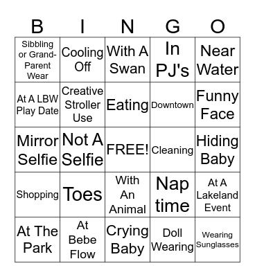 Babywearing Bingo Card