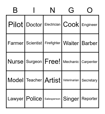 Careers/Carreras Bingo Card