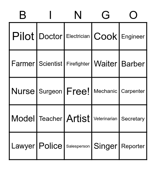 Careers/Carreras Bingo Card