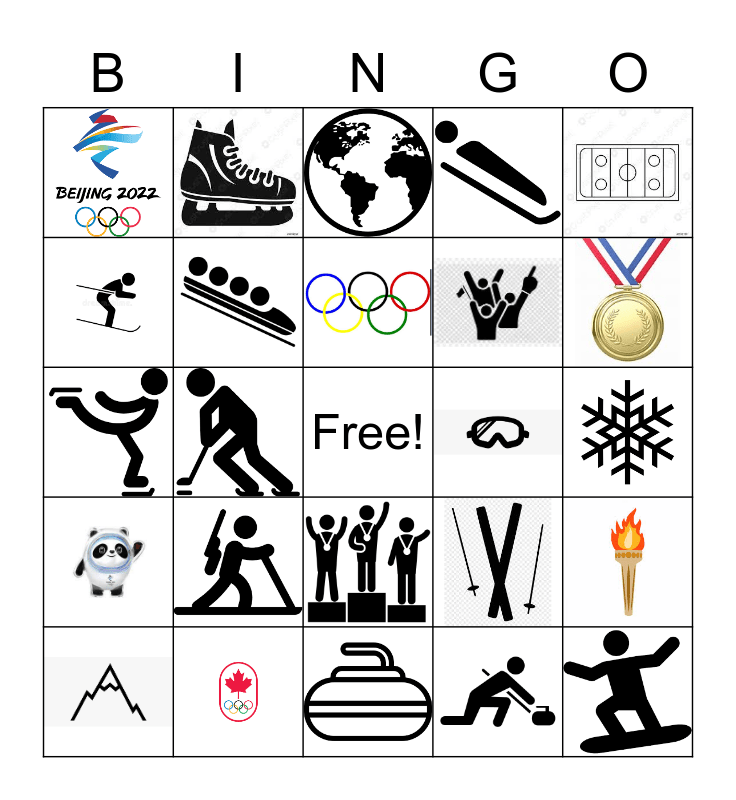 Winter Olympic Bingo Card