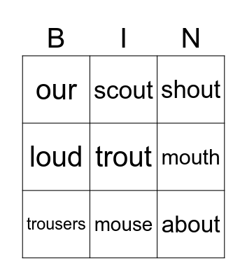 OU words Bingo Card