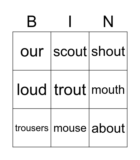 OU words Bingo Card