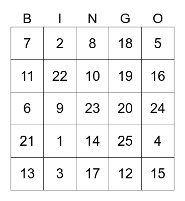 Valentine's Bingo Card