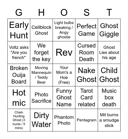 Ghosties with Bingo Card