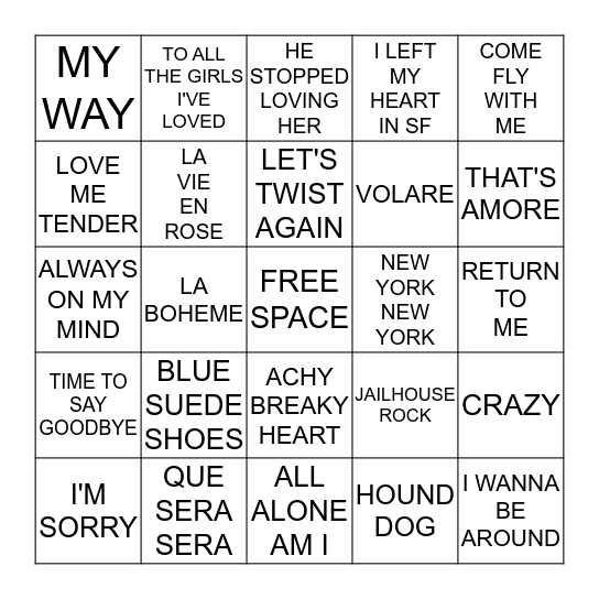 MUSIC BINGO Card