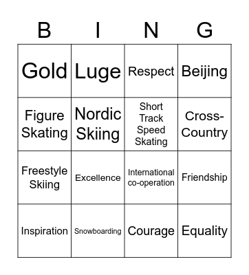 Winter Games Bingo Card