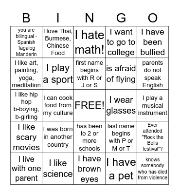 Getting-to-Know-you Bingo Card