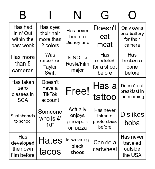 Get To Know Each Other BINGO Card