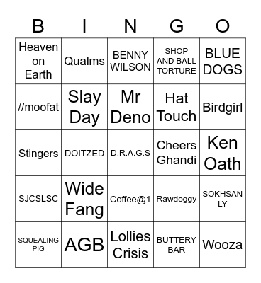 BINGO BANGO BONGO DON'T TANGO WITH THE RANGO Bingo Card