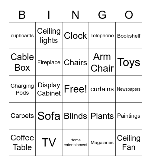 Living Room Bingo Card