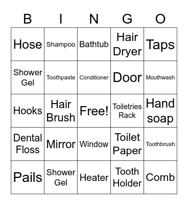 Bathroom/ Toilet Bingo Card