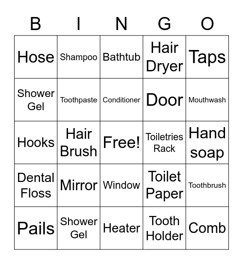 Bathroom/ Toilet Bingo Card