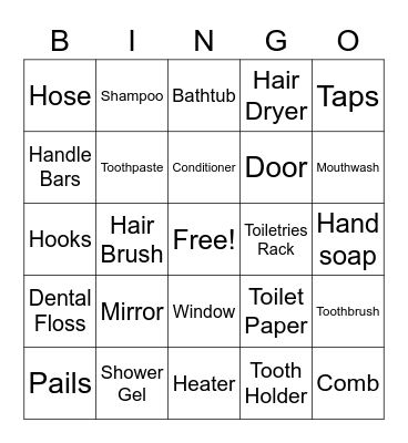 Bathroom/ Toilet Bingo Card