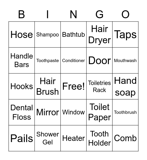 Bathroom/ Toilet Bingo Card