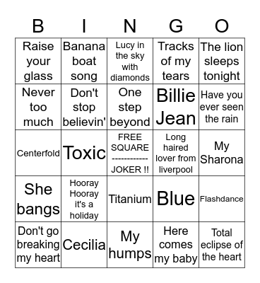 BLUES BAR - NAME THAT SONG BINGO 6 Bingo Card