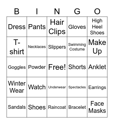 Things you can wear Bingo Card