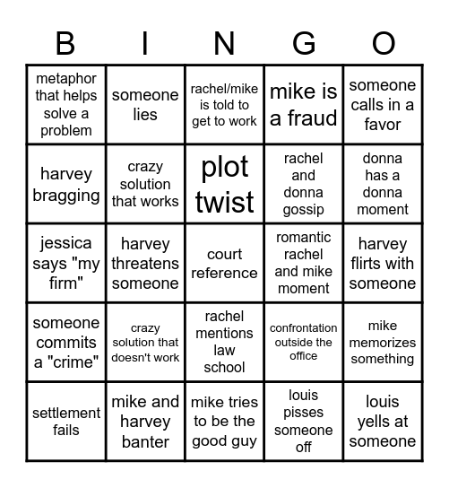 suits x de Bingo Card