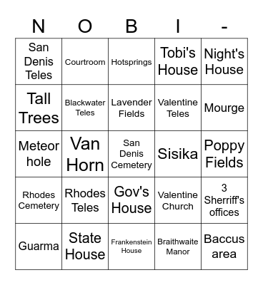 Kissing Bingo Card