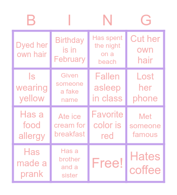 SISTERS' NIGHT Bingo Card