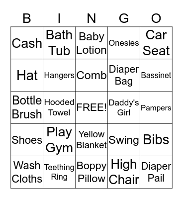 ***Baby Nova Shower*** Bingo Card