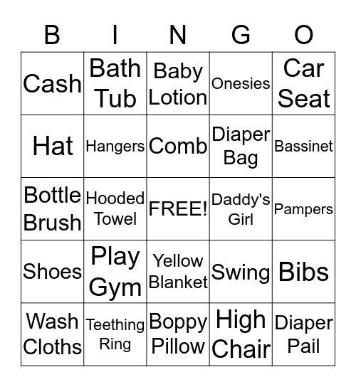 ***Baby Nova Shower*** Bingo Card