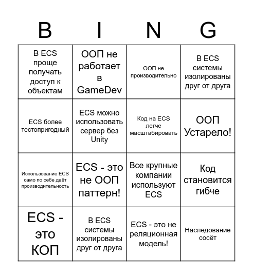 ECS Бинго - Роман Сакутин Bingo Card