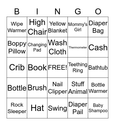 *** Baby Nova Shower *** Bingo Card