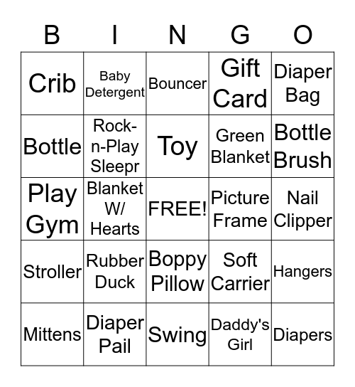 *** Baby Nova Shower *** Bingo Card