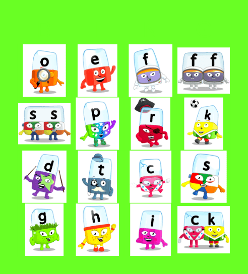 Alphablocks Phase 2 Bingo Card