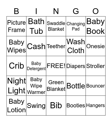 ***Baby Nova Shower*** Bingo Card