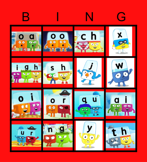 Alphablocks Bingo Phase 3 Bingo Card