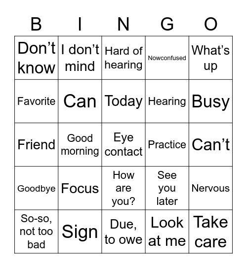 Vocab Unit 1 Bingo Card