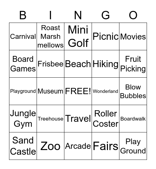 Summer Of Play Bingo Card