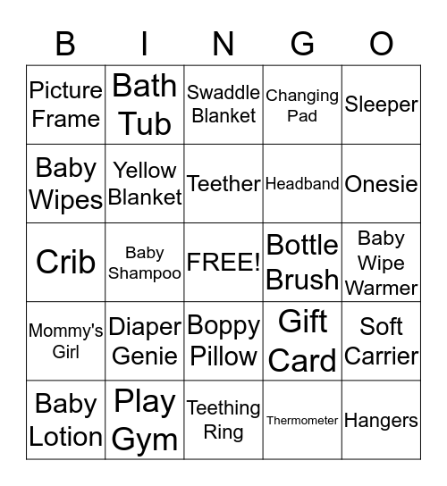 ***Baby Nova Shower*** Bingo Card