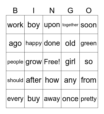 Unit 3 Journeys Sight Words Bingo Card