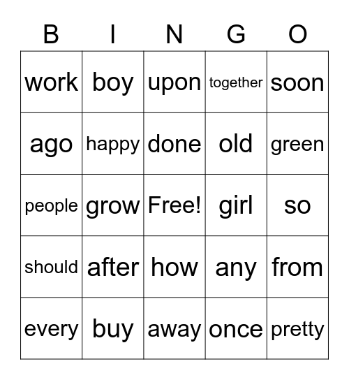 Unit 3 Journeys Sight Words Bingo Card