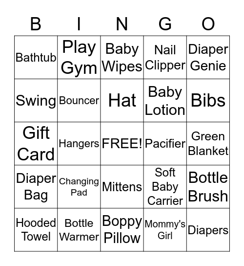 *** Baby Nova Shower *** Bingo Card