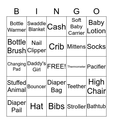 *** Baby Nova Shower *** Bingo Card