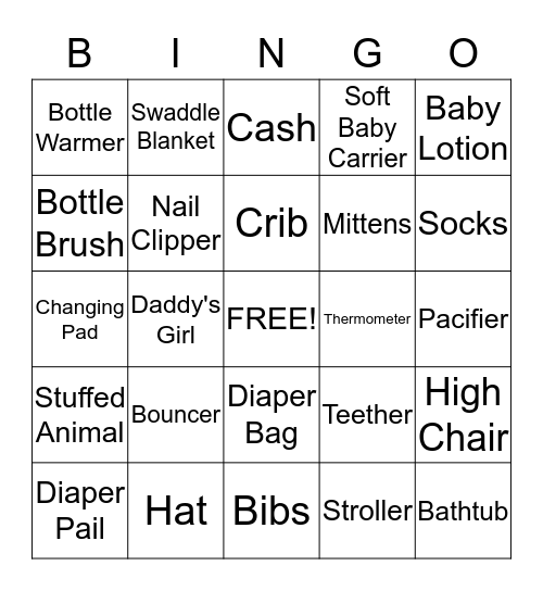 *** Baby Nova Shower *** Bingo Card