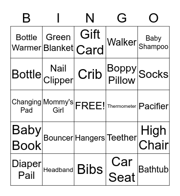*** Baby Nova Shower *** Bingo Card