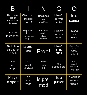 Kuumba Bingo Card