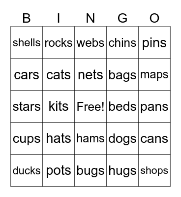 Suffix -S Bingo Card