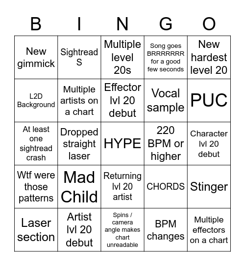 SDVX KAC BINGO Card