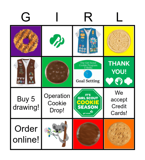 Girl Scout Cookies Bingo Card